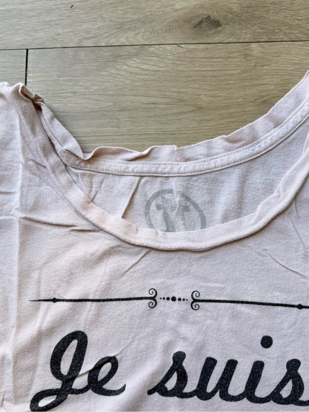 Teeology Graphic Tee with French Light Pink wide off shoulders slouchy relaxed - Picture 3 of 10